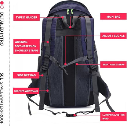 Bseash 50L Hiking Backpack, Water Resistant Lightweight Outdoor Sport Daypack - Image 7