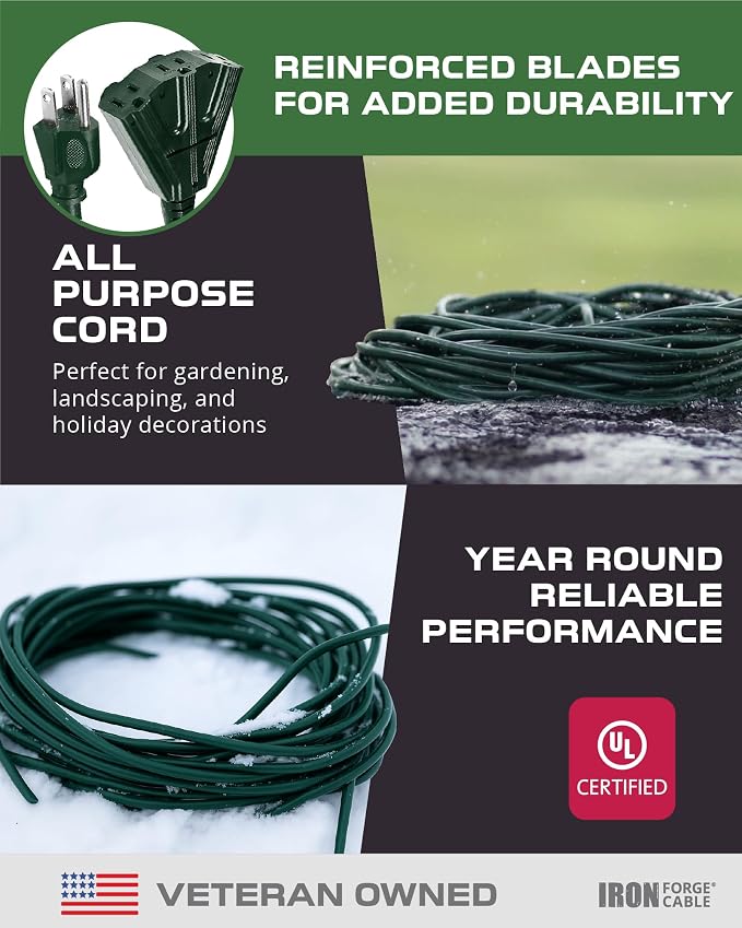 Iron Forge Cable 2 Pack 50ft Green Outdoor Extension Cord - Image 7
