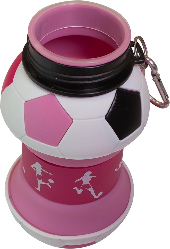 Maccabi Art Clip-On Collapsible BPA-Free Silicone Pink Soccer Ball Water Bottle - Image 5