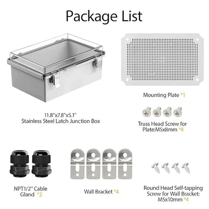 LeMotech Electrical Box, IP67 Waterproof Hinged Clear Cover Stainless Steel - Image 9