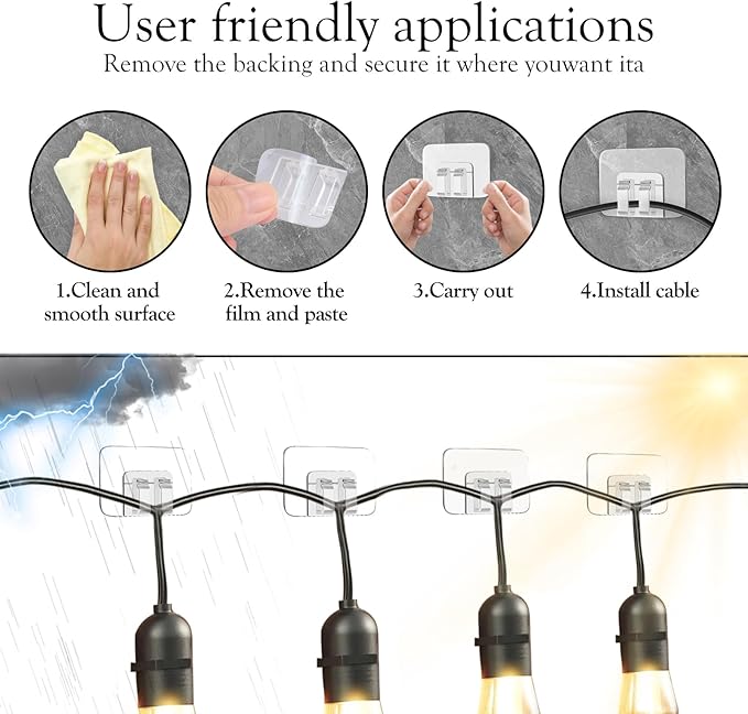 80Pcs Hooks for Outdoor String Lights Clips: Heavy Duty Cable Clips - Image 5