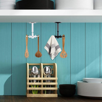4 Pieces 360 Rotating Folding Hook Multi-purpose Hanging Utensil Holder Hook - Image 7