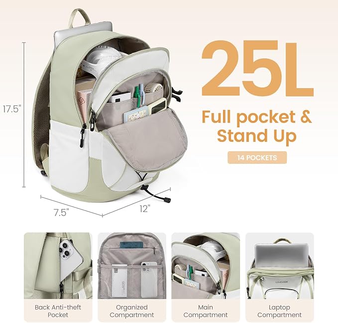 LOVEVOOK Mens Backpack with Giant Tumbler Holder Pocket, 15.6 Inch Everyday - Image 3