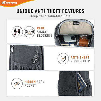 SKYSPER Sling Bag RFID Cross Body Bag Recycled Crossbody Backpack Travel Daypack - Image 3