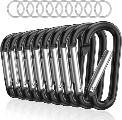 sprookber 3" Aluminum Carabiner D Ring, Caribeener Clips, Spring Snap Hook by Sprookber