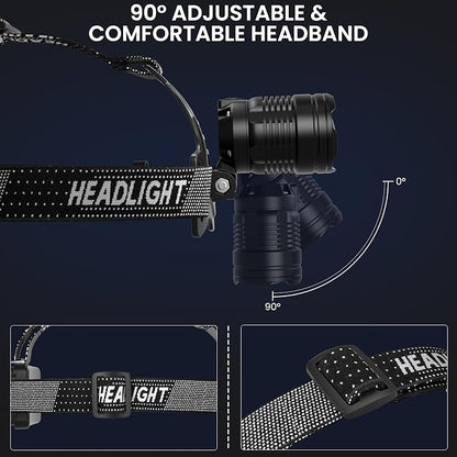 azamine LED Headlamp Rechargeable 2Pack, 99000 Lumens Bright Head Lamp - Image 6