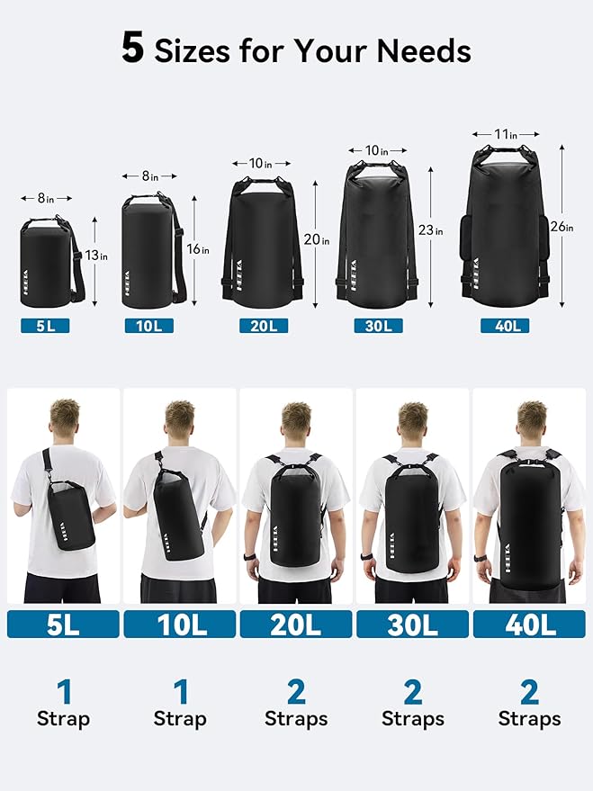 HEETA Waterproof Dry Bag for Women Men, 5L/10L/20L/30L/40L Roll Top Lightweight - Image 2