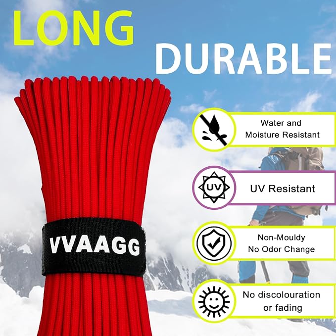 VVAAGG 1000 Paracord Rope, 50ft 12 Strand Parachute Cord - Image 4