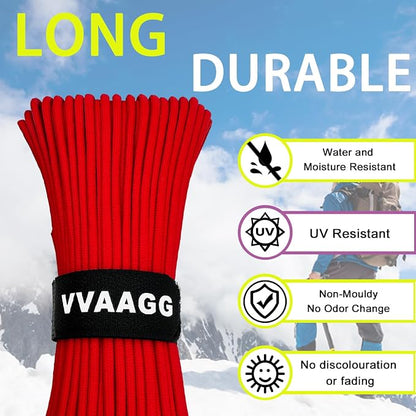 VVAAGG 1000 Red Paracord 200FT Utility Parachute Cord 4mm Nylon String12 Strand - Image 3