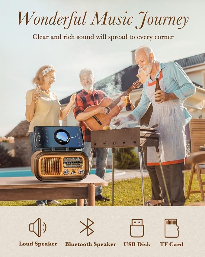 PRUNUS J-150 Portable Radio AM FM SW Bluetooth Speaker, Gifts - Image 5