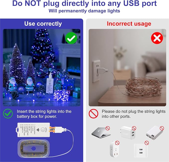 HXWEIYE Rechargeable Fairy Lights Battery Operated, DIY Timer & 8 Modes - Image 2