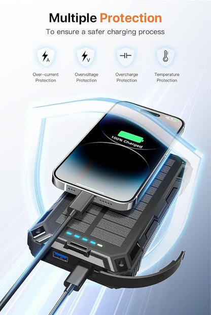 jskei Power Bank 49800mAh Solar Portable Charger Wireless Charging USB-C 15W - Image 7