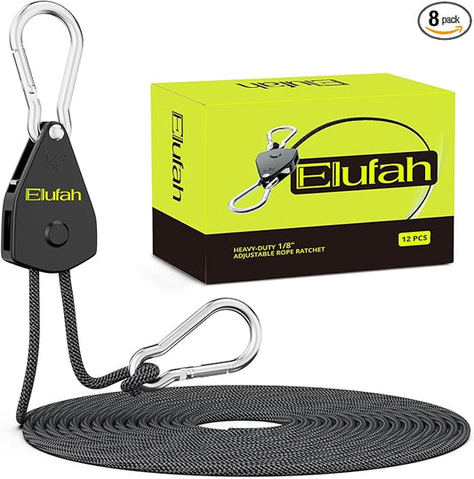 Longer 10ft 1/8" Ratchet Straps Hanger Rope Tie-Down Ratchet Outdoor Windproof by ELUFAH
