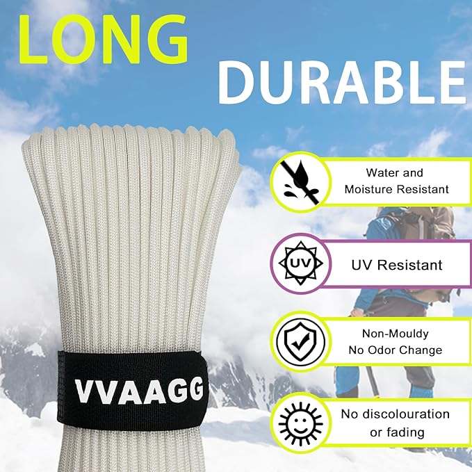 VVAAGG 1000 Paracord Rope, 50ft 12 Strand Parachute Cord - Image 5