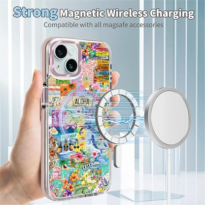 Case for iPhone 14 Plus/15 Plus, Hawaii Aloha Cover Coastal Beach Collage Phone - Image 4