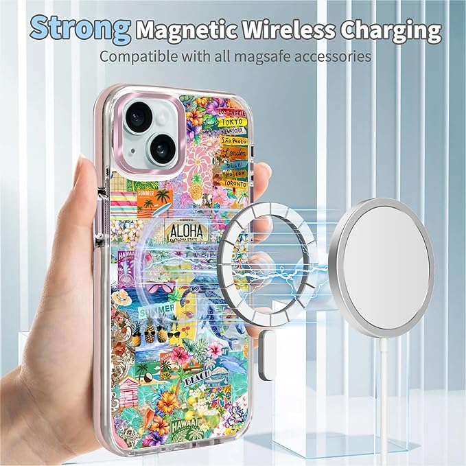 Case for iPhone 13/14, Hawaii Aloha Cover Coastal Beach Collage Phone Case - Image 4
