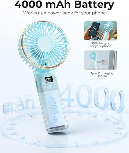 TUNISE Portable Handheld Fan, 180 Adjustable, 6 Speed Wind, USB Rechargeable - Image 4