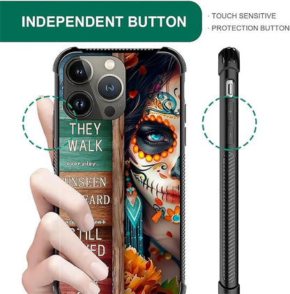 for iPhone 13 Pro Max Case, Sugar Skull Day of Death Halloween Pattern Graphic - Image 6