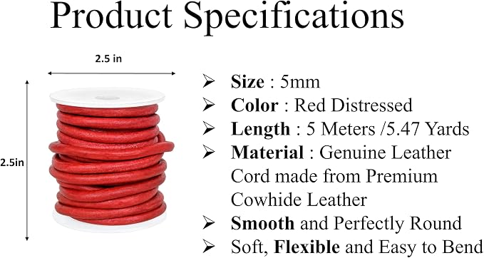 GENIQUE Real/Genuine Round Leather String Cord - Image 2