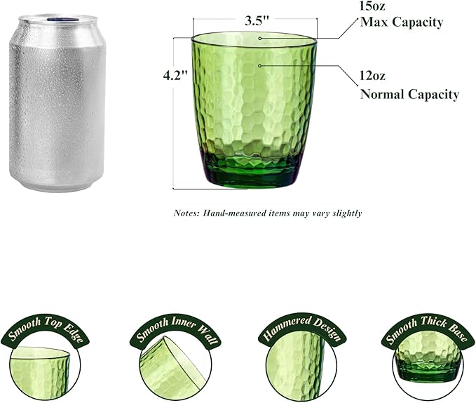 15oz Colorful Acrylic Glasses Drinkware, Hammered Design Unbreakable Plastic - Image 3