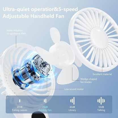 Portable Fan, Handheld Fans 2-Pack, 180° Foldable Hand Held Fan - Image 3