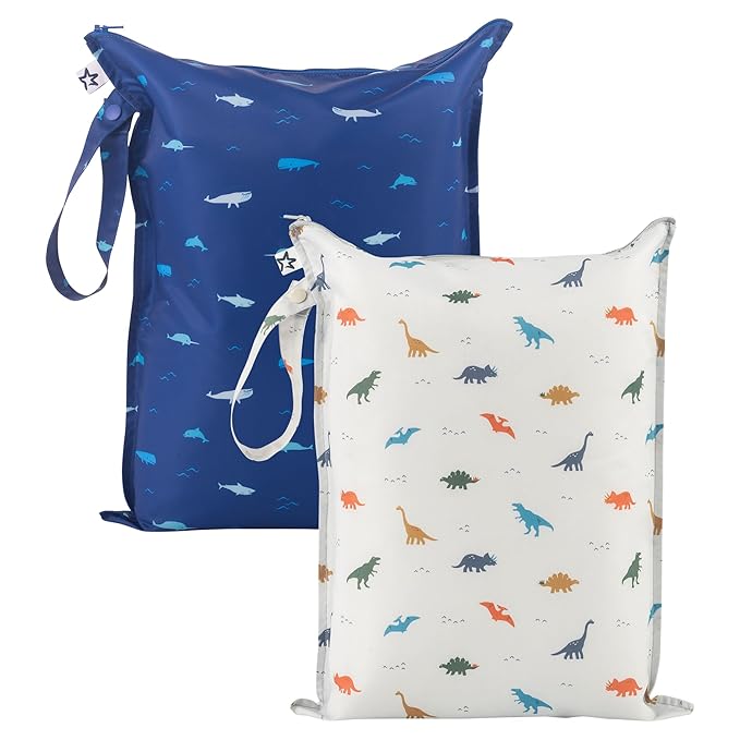 Tiny Twinkle Mess Proof Wet Bags | 2-Pack Reusable Waterproof Wet Bags by TinyTwinkle