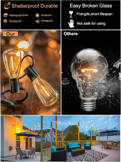 DAMAING String Lights for Outside 300FT shatterproof connectable Patio Lights - Image 3