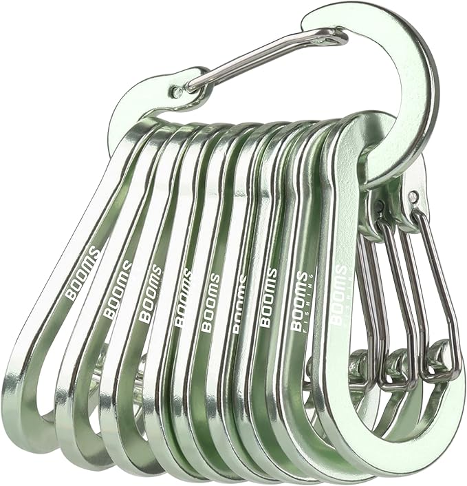 Booms Fishing CC5 Multi-Use Carabiner Clips, 10 Pack 2.7" Small Caribeener Clips by BoomsFishing