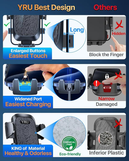 YRU True Upgrade for Safety Car Phone Holder Mount Patent & Military-Grade - Image 5