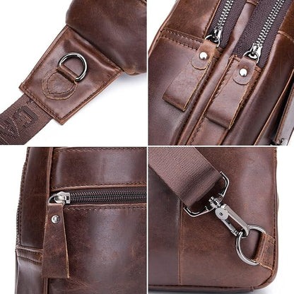 Hebetag Leather Sling Bag Crossbody Backpack - Image 5