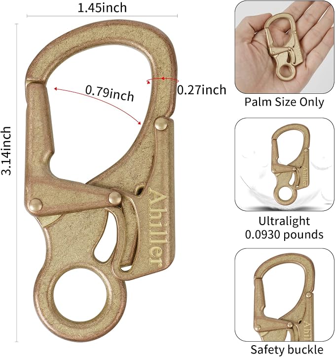 Ahiller Carabiner Clip, Double Anti-Misopening Locking Design, Key Ring Clip - Image 2