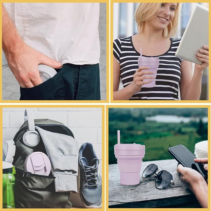 12 Oz Silicone Collapsible Travel Cup, Portable Silicone Water Bottle - Image 7