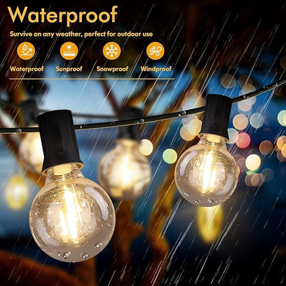 60FT Outdoor String Lights Waterproof, Bright 2700K LED Patio Lights String - Image 3