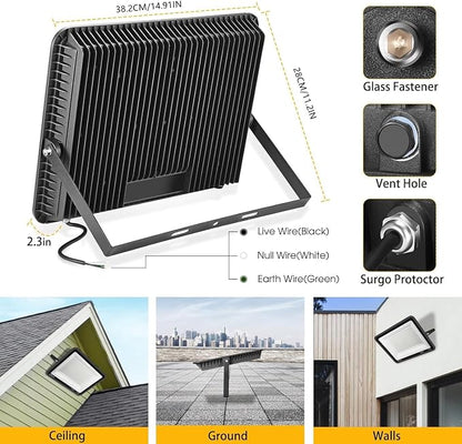 XYCN 2 pack 300W LED Flood Light, Super Bright 42, 500LM 5000K Daylight IP66 - Image 3