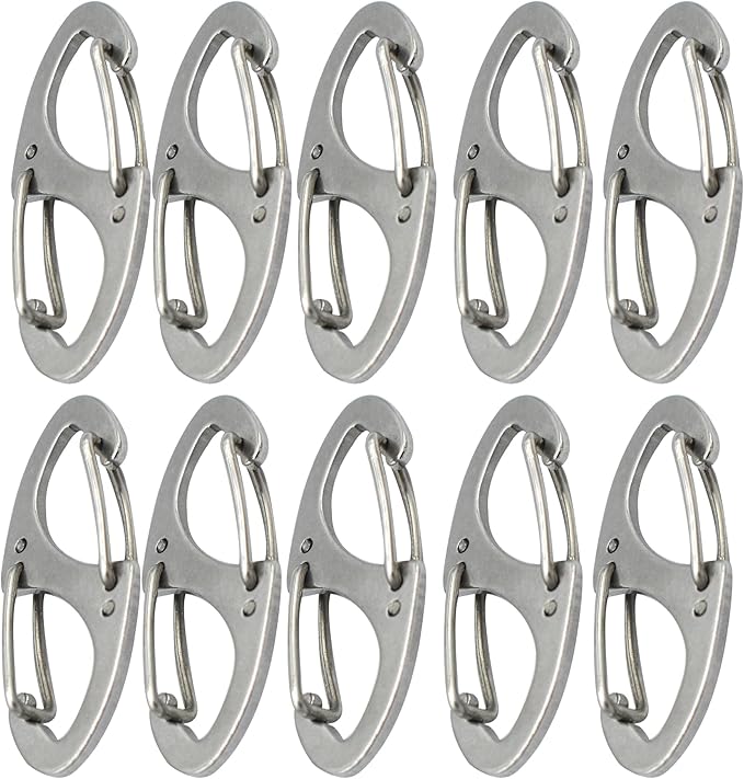 Small Carabiner Clips 1.6 inch Metal Double Sided Spring Gate Snap Hooks by Bytiyar
