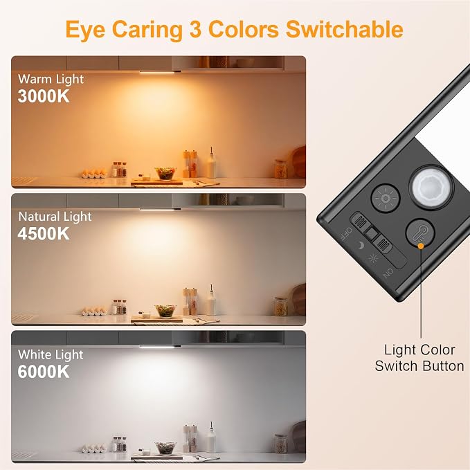Gritin 10.2inch Under Cabinet Lighting Rechargeable 2 Pack- 3 Color Temps&5 - Image 4