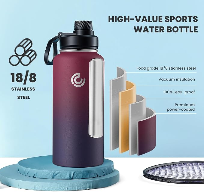 Sports Water Bottle 32oz, Insulated Water Bottle - Image 3
