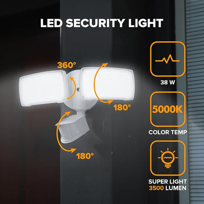 LUTEC 38W 3500 Lumen LED Motion Activated Integrated Dual-Head Floodlight - Image 2