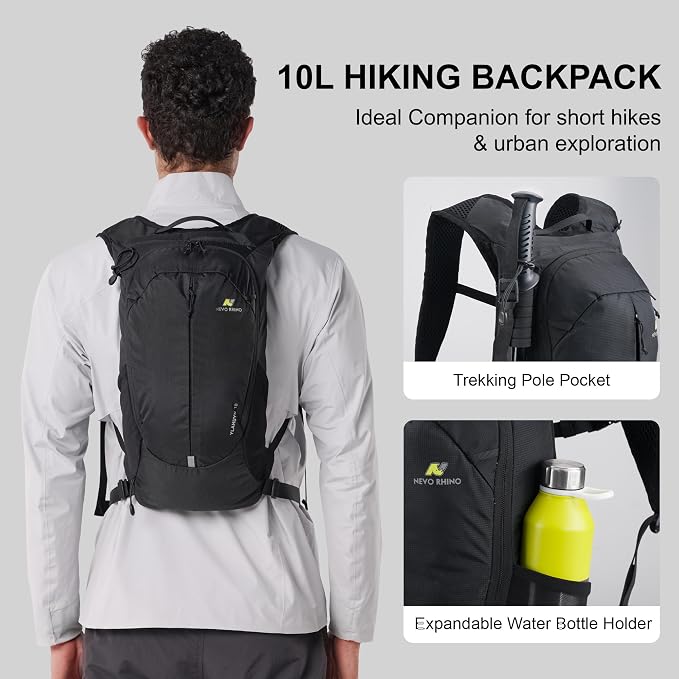 N NEVO RHINO Small Hiking & Trekking Backpack, 10L Lightweight Travel Backpack - Image 4