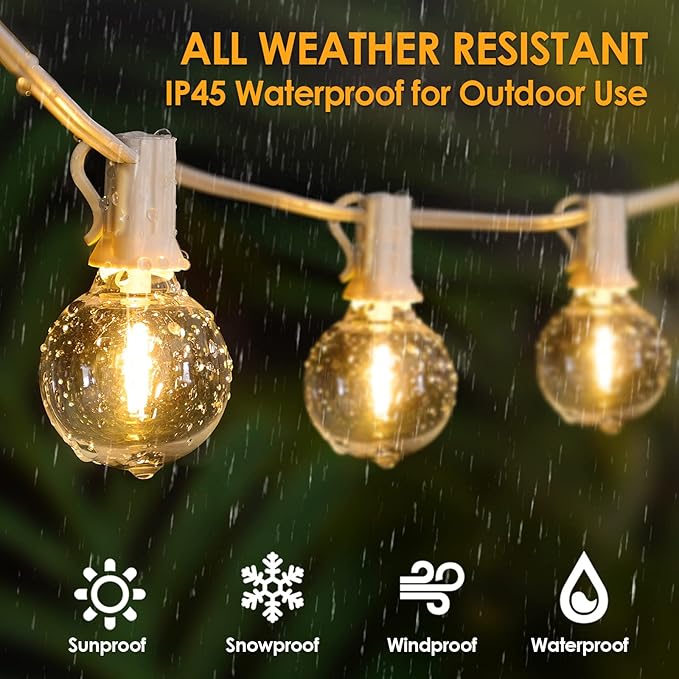 Mlambert 50Ft Outdoor String Lights, G40 Globe Patio Lights - Image 3