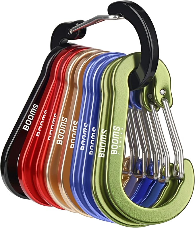 Booms Fishing CC5 Multi-Use Carabiner Clips, 10 Pack 2.3"/ 3.1" Caribeener Clips by BoomsFishing