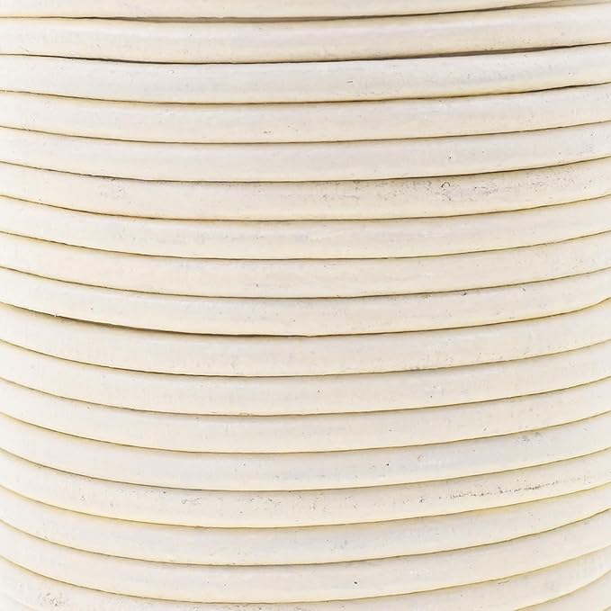 Mandala Crafts Round Genuine Cream Leather Cord - Image 3