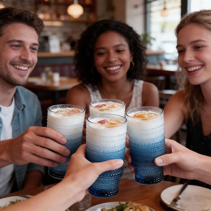 Large Capacity 16 oz Hobnail Drinking Glasses Set of 12, Vintage Glassware - Image 4