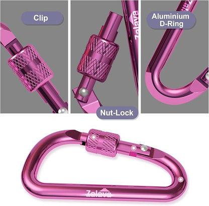 6PCS Carabiner Keychain, 2 inch Aluminum D-Clip Caribeener - Image 6