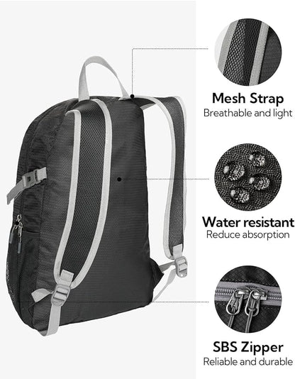 WATERFLY Small Lightweight Packable Backpack: 20l Ultra Light Foldable Travel - Image 5