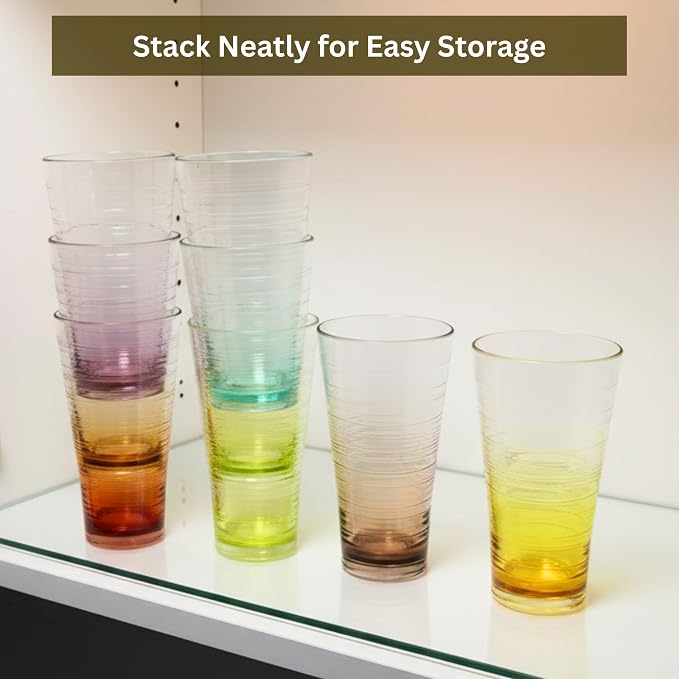 8-Piece Ombre Tumbler Set, 20oz Plastic Drinking Glasses, Shatterproof BPA-Free - Image 7