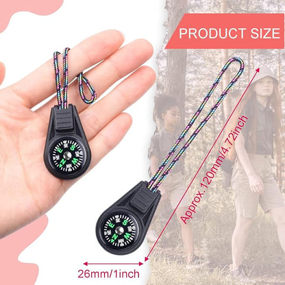 Mini Compass for Kids Compass Keychain，Button Compass Bulk kit，Paracord Hiking - Image 4