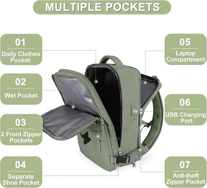 coofay Travel Backpack For Women Men Airline Approved Carry On Backpack Flight - Image 4