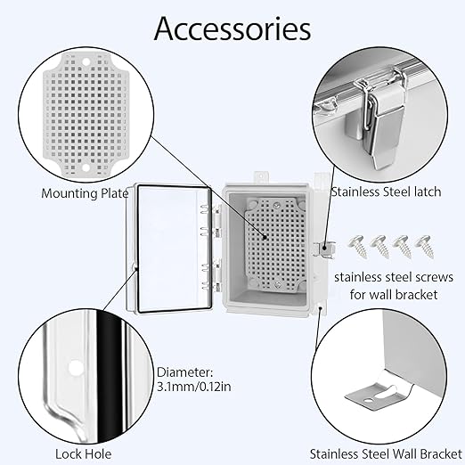 LeMotech Electrical Box, IP67 Waterproof Hinged Clear Cover Stainless Steel - Image 4