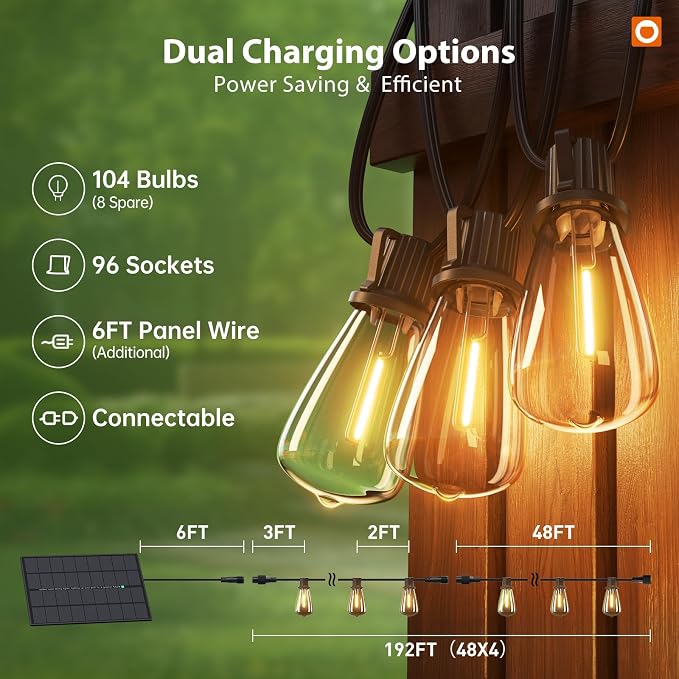 addlon 198 FT Solar String Lights Outdoor Waterproof - Image 8